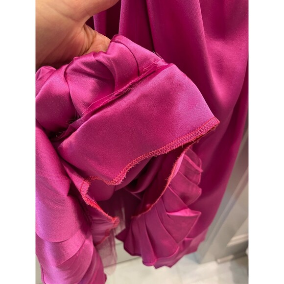 NICOLE MILLER COLLECTION 100% Silk Fuchsia Pink Formal Gown, Sz 6** - Picture 5 of 8